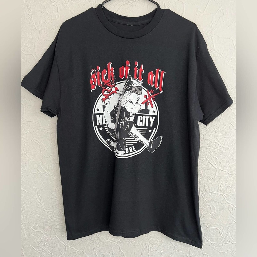 Sick of it All Hardcore Punk Rock NYHC Short Sleeve Rare Black Shirt SZ S-4XL